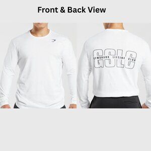 Gymshark Shirt Mens White Long Sleeve GSLC Lifting Club Athletic Top Casual, M
